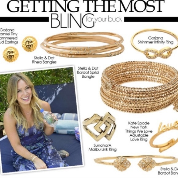 Stella & Dot | Dainty Gold Bangle Bracelet Bardot Retired Treasure - Picture 2 of 8